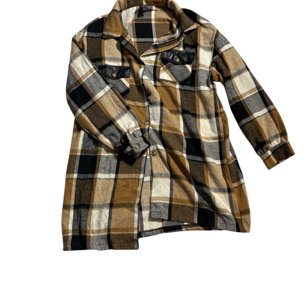 Plaid Button-Up Shirt Jacket